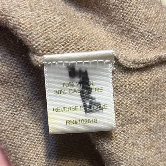 Garnet Hill Oversized Turtleneck Sweater Cashmere Merino Wool Walnut Pocket M - Picture 6 of 9